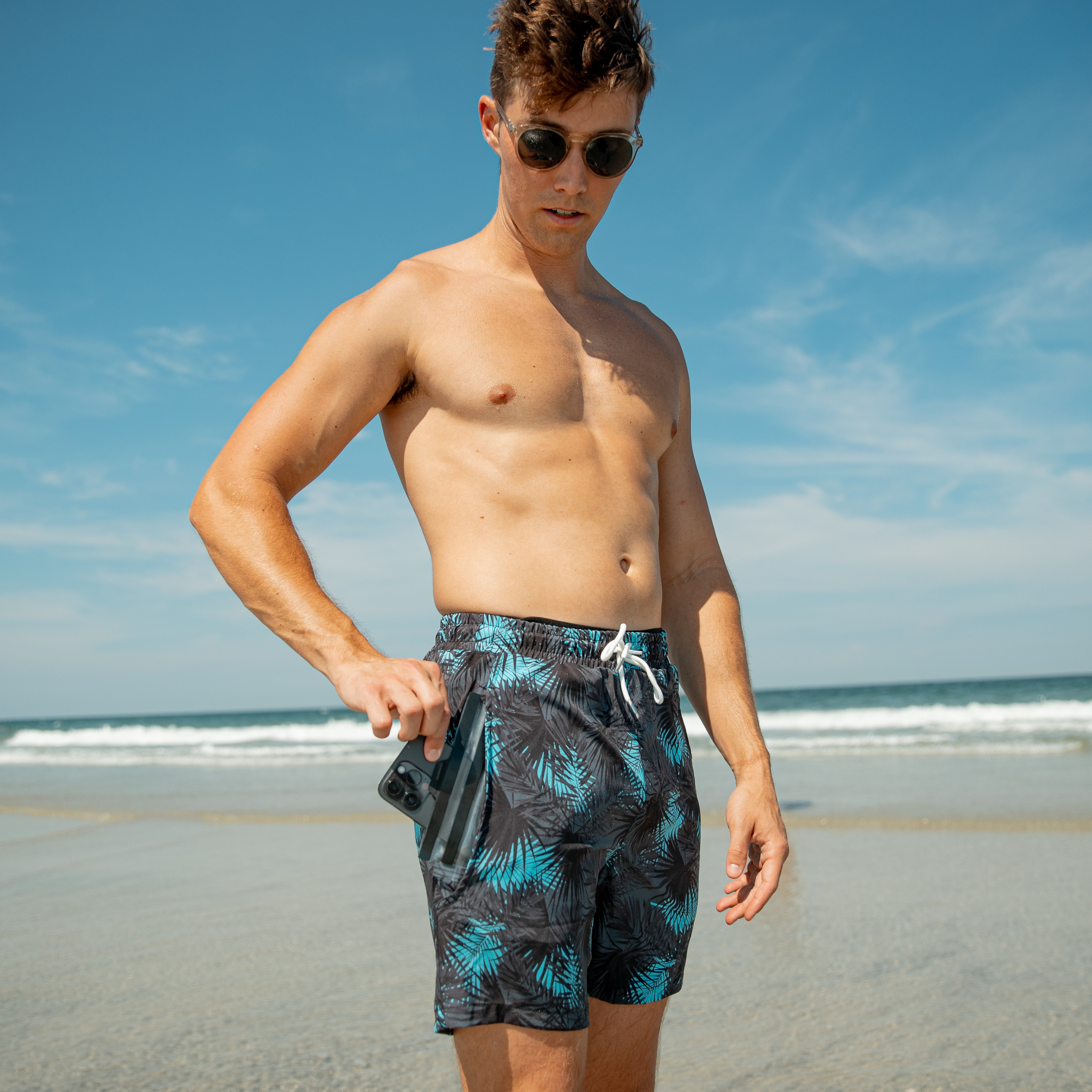 Midnight Palms Waterproof Swim Shorts